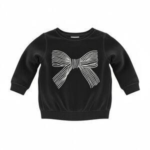 First Impressions Black Velour Top with Bow Design 3-6 Months NWT